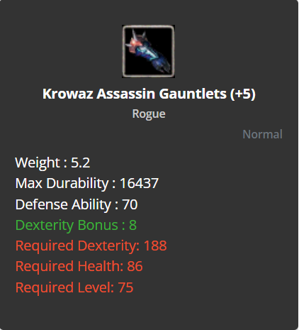Krowaz Assassin Gauntlets +5