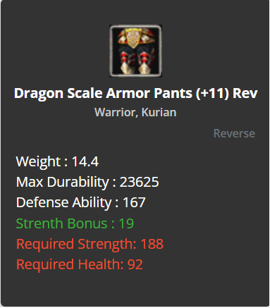 Dragon Scale Armor Pants +11 (Reverse)